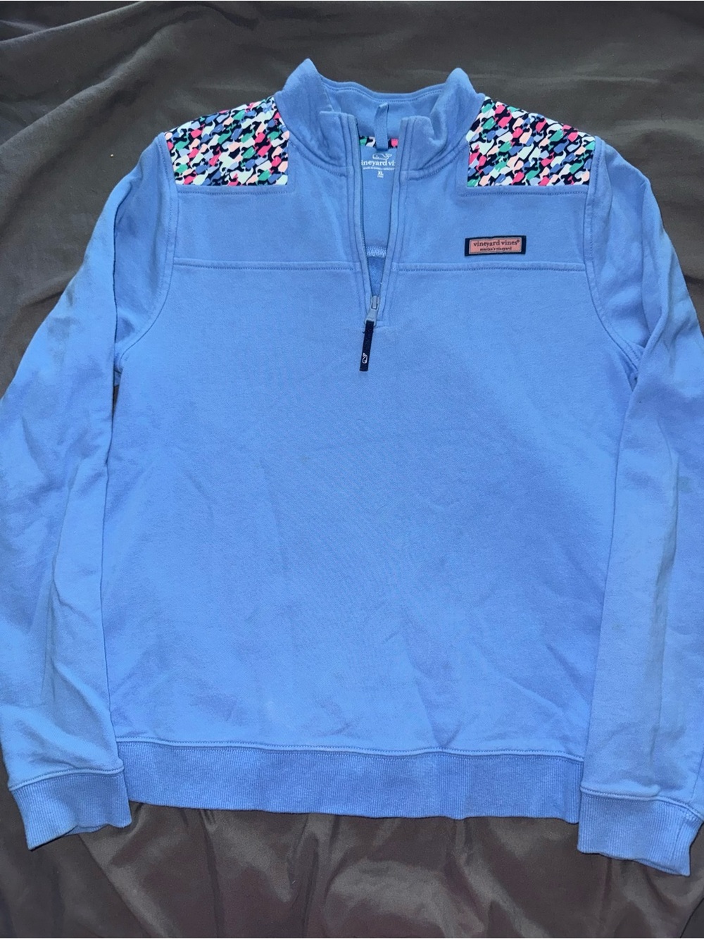 Vineyard Vines Periwinkle Quarter-Zip Pullover with Whale Shoulder accents - Picture 4 of 6